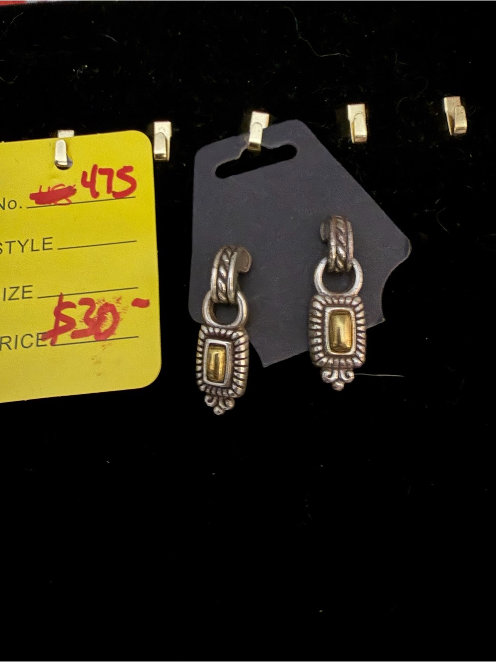 Brighton Silver Drop Earrings with gold Center accents new w/o tags